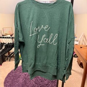 True Craft Dark Green "Love Y'all" Women's Sweatshirt